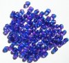 100 4mm Faceted Two Tone Fuchsia & Sapphire Firepolish Beads